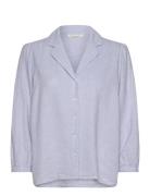 Mschpennie Ginia 3/4 Shirt Tops Shirts Linen Shirts Blue MSCH Copenhag...