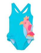 Swimsuit W. Application Badedragt Badetøj Blue Color Kids