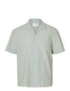 Slhrelaxnew-Linen Shirt Ss Resort Tops Shirts Short-sleeved Green Sele...