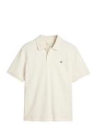 Texture Stripe Polo Tops Polos Short-sleeved Cream GANT