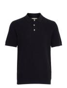 Cfkarl Structured Knit Polo Tops Knitwear Short Sleeve Knitted Polos N...