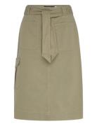 Belted Cotton Twill Pencil Skirt Skirts Knee-length & Midi Skirts Khak...
