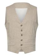 Cotton Linen Waistcoat Habitvest Beige Lindbergh