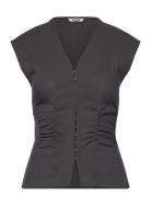 Crinkle Fitted Top Tops Blouses Sleeveless Grey Weekday