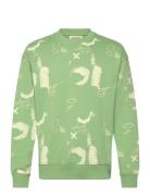 Relaxed-Fit Aop Sweatshirt Tops Sweatshirts & Hoodies Sweatshirts Gree...