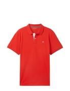 Basic Polo With Contrast Tops Polos Short-sleeved Red Tom Tailor