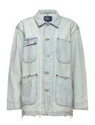 Distressed Denim Utility Jacket Jakke Denimjakke Blue Polo Ralph Laure...
