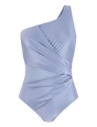 Shaping Shell Mesh Swimsuit Badedragt Badetøj Blue Hunkemöller