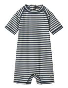 Swimsuit S/S Cas Badedragt Badetøj Navy Wheat