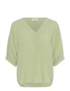 Cririna Blouse Tops Blouses Short-sleeved Green Cream