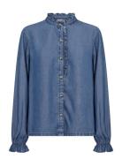 Crmolly Shirt Tops Shirts Long-sleeved Blue Cream
