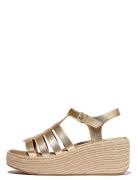 Platfforms Espadr. Leather Fisherman Wedge Sandals Espadrillos Med Hæl...