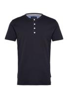 Ribbed Granddad Tee S/S Tops T-Kortærmet Skjorte Navy Lindbergh