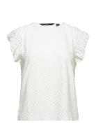Vmtassa Sl Frill Top Noos Tops Blouses Short-sleeved White Vero Moda