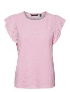 Vmtassa Sl Frill Top Noos Tops Blouses Short-sleeved Pink Vero Moda
