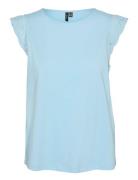 Vmemily Sl Gathering Top Jrs Noos Tops Blouses Sleeveless Blue Vero Mo...
