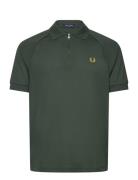 Zip Neck Polo Shirt Designers Polos Short-sleeved Green Fred Perry