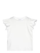 Short-Sleeved Ruffle T-Shirt Tops T-Kortærmet Skjorte White Mango