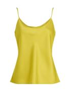 Matt Shine Satin Cami Tops Blouses Sleeveless Yellow Calvin Klein