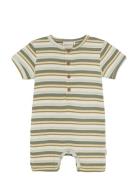 Suit Ss Y/D Rib Bodysuits Short-sleeved Green Minymo
