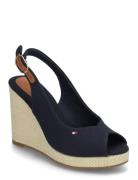 Flag High Wedge Espad Slingback Sko Med Kilehæl Navy Tommy Hilfiger