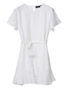 Belted Linen Dress Kort Kjole White Lexington Clothing