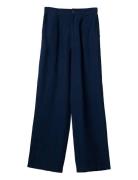 High Waist Wide-Leg Linen Pants Bottoms Trousers Wide Leg Navy Lexingt...