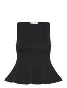 Peplum Top With Seam Detail Tops T-shirts & Tops Sleeveless Black Mang...