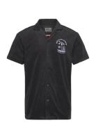 Short-Sleeved Regular Fit Towelling Shirt Tops Polos Short-sleeved Bla...