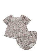 Cotton Dress And Romper With Floral Print Dresses & Skirts Dresses Bab...