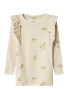 Nmffryda Xsl Ls Top Tops T-shirts Long-sleeved T-Skjorte Beige Name It