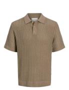 Jprccjoel Knit Polo Ss Sn Tops Knitwear Short Sleeve Knitted Polos Bro...