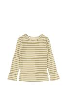 T-Shirt L/S Modal Striped Tops T-shirts Long-sleeved T-Skjorte Khaki G...