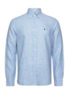 Douglas Linen Ss Shirt-Classic Fit Designers Shirts Casual Blue Morris