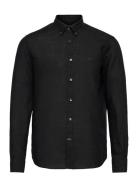 Douglas Linen Ss Shirt-Classic Fit Designers Shirts Casual Black Morri...