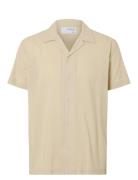 Slhregair Shirt Ss Mix G Camp Tops Shirts Short-sleeved Beige Selected...