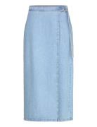 Column Wrap Skirt Wrapped In B Skirts Knee-length & Midi Skirts Blue L...