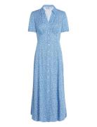 Fluid Viscose S/S Shirt Dress Knælang Kjole Blue Tommy Hilfiger