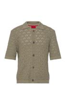 Sommp Tops Knitwear Short Sleeve Knitted Polos Khaki Green HUGO