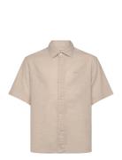 Cotton Linen Ss Shirt Tops Shirts Short-sleeved Shirts Beige GANT