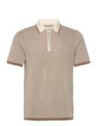 Oswald Ss Tops Knitwear Short Sleeve Knitted Polos Beige Gabba