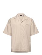 Linen Ss Shirt Tops Shirts Linen Shirts Beige Daily Paper