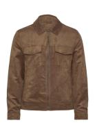 Suede-Effect Jacket With Zip Skaljakke Outdoorjakke Brown Mango