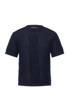 Crochet T-Shirt Tops T-Kortærmet Skjorte Navy Daily Paper