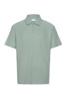 Slhrelax-Plisse Half Zip Ss Polo Ex Tops Polos Short-sleeved Green Sel...