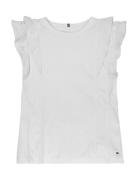 Broderie Anglaise Knit Top Ss Tops Blouses & Tunics White Tommy Hilfig...