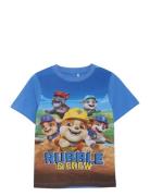 T-Shirt Ss Tops T-Kortærmet Skjorte Blue Minymo