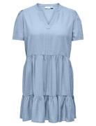 Cartiri-Caro S/S V-Neck Lin Dress Tlr Kort Kjole Blue ONLY Carmakoma