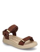 Line Suede Flade Sandaler Brown WODEN