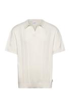 Knitted S/S Polo Tops Knitwear Short Sleeve Knitted Polos White Lindbe...